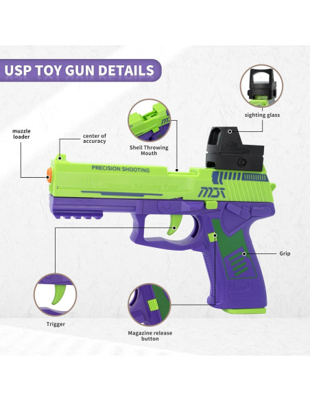Pistola de Juguete SHOOTOSE USP con 40 Balas de Espuma