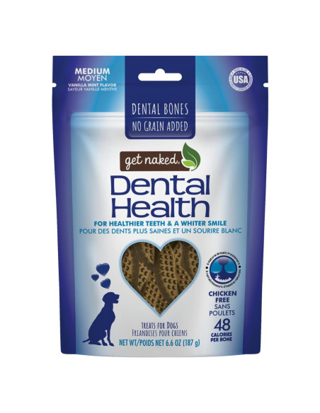 Hueso Dental Mediano Get Naked 188g Sin Granos y Pollo