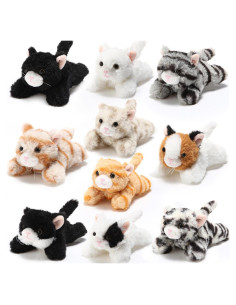 Conjunto de 10 Gatitos de Peluche Lenwen Suaves 14 cm