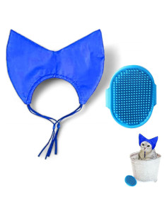 Conjunto de Gorro de Ducha y Cepillo para Gatos Homedy Azul