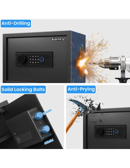 Caja Fuerte Biométrica Kavey K-25W 0.8 m con Alarma