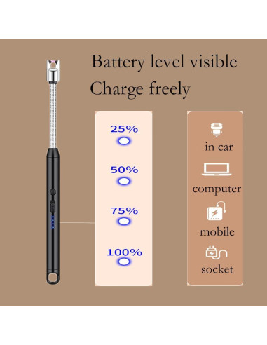 Encendedor Eléctrico Mosheehdor Negro Recargable USB a Prueba de Viento