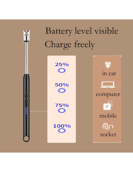 Encendedor Eléctrico Mosheehdor Negro Recargable USB a Prueba de Viento