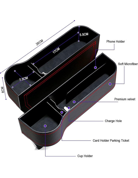 Organizador de Espacio entre Asientos de Coche Jiaji - 2 Piezas