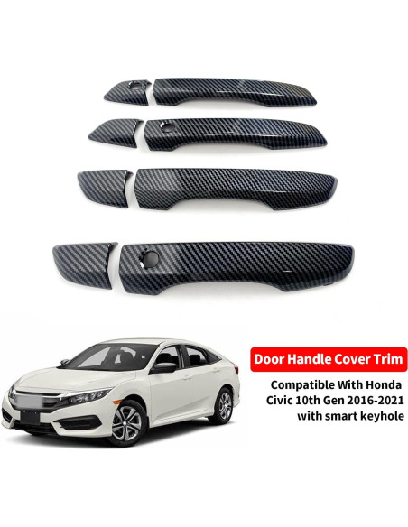Cubierta de Manija de Puerta Honda Civic 10 Gen 2016-2021 Fibra de Carbono