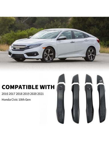 Cubierta de Manija de Puerta Honda Civic 10 Gen 2016-2021 Fibra de Carbono