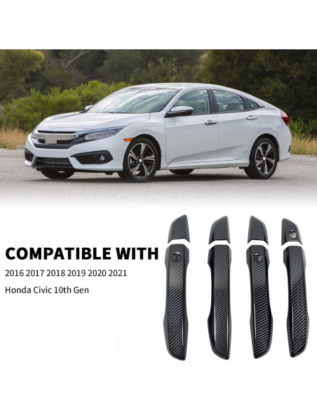 Cubierta de Manija de Puerta Honda Civic 10 Gen 2016-2021 Fibra de Carbono