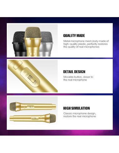 Micrófono de Juguete Sanwuta 3 Pcs Accesorios para Fiesta
