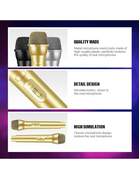 Micrófono de Juguete Sanwuta 3 Pcs Accesorios para Fiesta