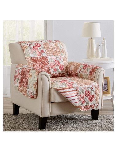 Protector de Muebles Reversible Gran Bahía Hogar Silla Floral Burdeos/Taupe