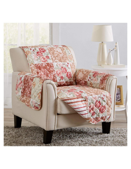 Protector de Muebles Reversible Gran Bahía Hogar Silla Floral Burdeos/Taupe