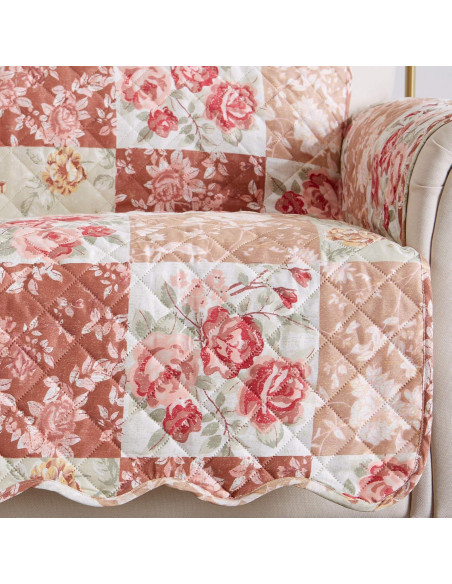 Protector de Muebles Reversible Gran Bahía Hogar Silla Floral Burdeos/Taupe
