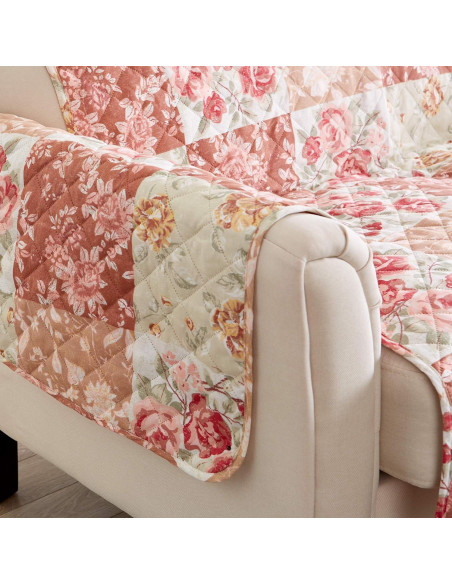 Protector de Muebles Reversible Gran Bahía Hogar Silla Floral Burdeos/Taupe
