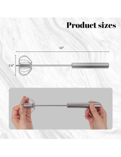 Batidor Semiautomático de Acero Inoxidable HANSGO 30.48cm 2