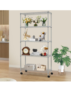 Estante de Almacenamiento Ajustable FDW 5 Niveles Cromo 113.4 kg 2