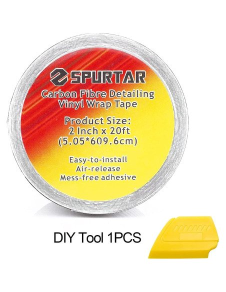 Cinta de Vinilo de Fibra de Carbono Negra Spurtar 5cm x 6m