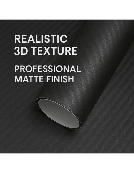 Vinilo Mate Fibra de Carbono 3D RockRose 30.48x152.4cm Negro