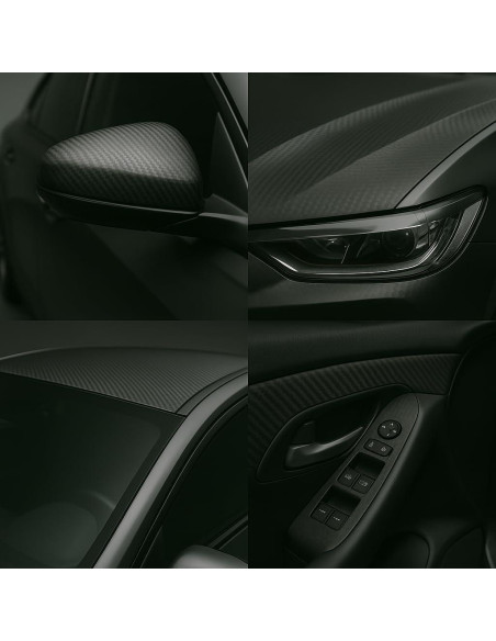 Vinilo Mate Fibra de Carbono 3D RockRose 30.48x152.4cm Negro