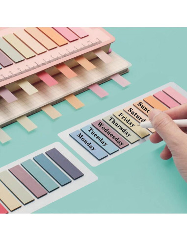 Marcadores de Páginas Adhesivos ELII 1200pcs Morandi 4.39x1.09cm