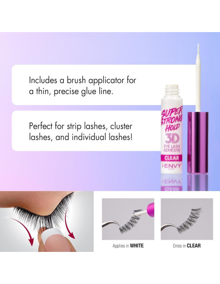 Adhesivo para Pestañas Postizas KISS 3D Transparente 9g