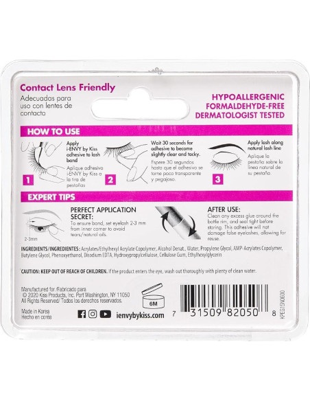 Adhesivo para Pestañas Postizas KISS 3D Transparente 9g