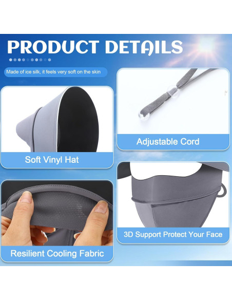 Geyoga 2 Sombreros de Sol con Máscara Facial UV para Verano