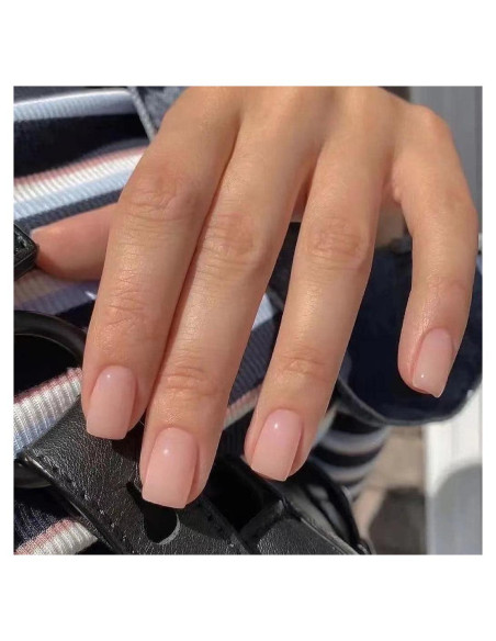 24 Uñas Postizas Cortas Brillantes Foccna - Manicura Rápida