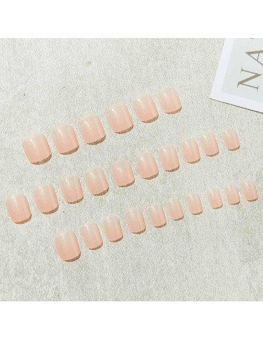 24 Uñas Postizas Cortas Brillantes Foccna - Manicura Rápida