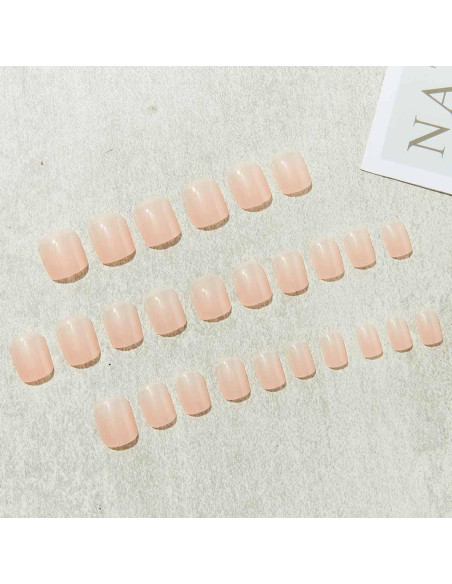 24 Uñas Postizas Cortas Brillantes Foccna - Manicura Rápida