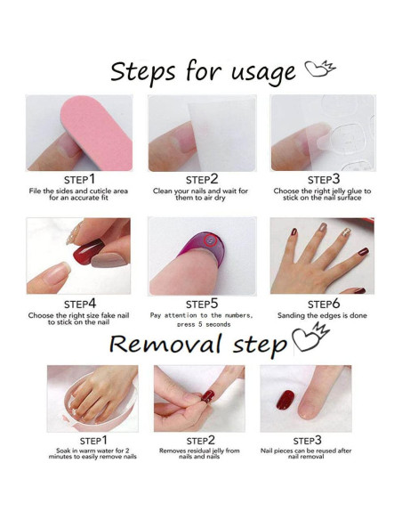 24 Uñas Postizas Cortas Brillantes Foccna - Manicura Rápida