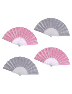 Abanico Plegable Decorativo HUNANBANG 4 Piezas Brillante