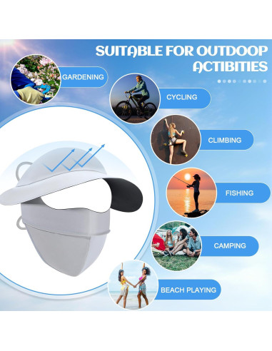 Geyoga 2 Sombreros de Sol con Máscara Facial UV para Verano