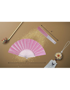 Abanico Plegable Decorativo HUNANBANG 4 Piezas Brillante 2