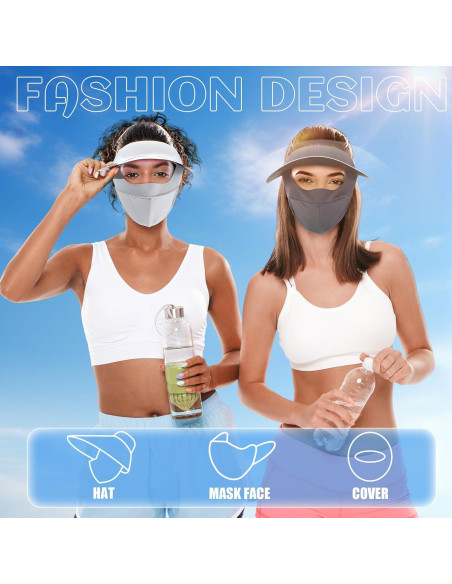 Geyoga 2 Sombreros de Sol con Máscara Facial UV para Verano