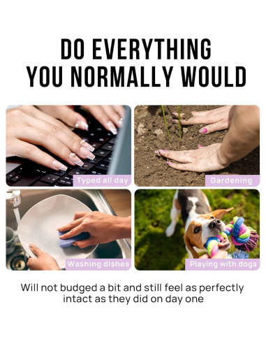 Uñas Postizas Cortas BTArtbox Blancas de Gel Almendra 16 Tamaños