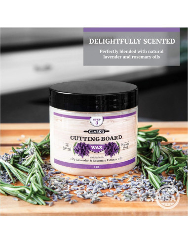 Cera para Tablas de Cortar Clark's 170g - Grado Alimentario con Lavanda y Romero