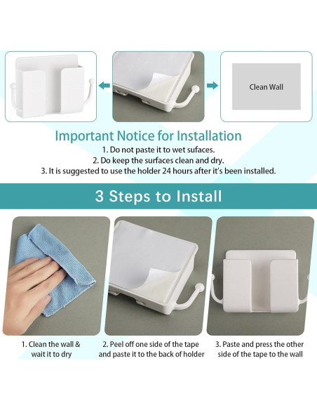 Soporte de Teléfono Montaje en Pared Jetec 6 Pcs Blanco