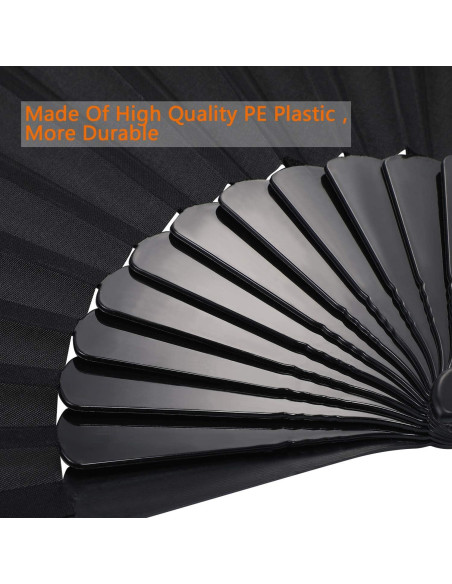 Abanicos Plegables de Mano Blulu - 4 Piezas Chinos 42 cm Negro