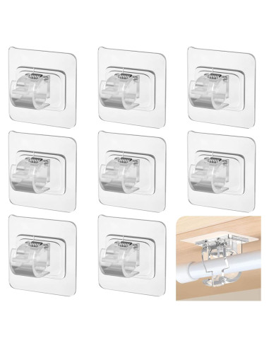 8 Ganchos Adhesivos para Varilla de Cortina Aswewamt - Soporte Sin Taladro