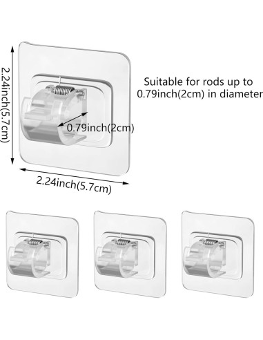 8 Ganchos Adhesivos para Varilla de Cortina Aswewamt - Soporte Sin Taladro