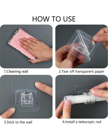 8 Ganchos Adhesivos para Varilla de Cortina Aswewamt - Soporte Sin Taladro