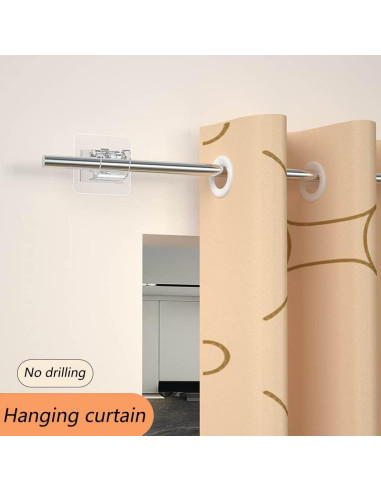 8 Ganchos Adhesivos para Varilla de Cortina Aswewamt - Soporte Sin Taladro