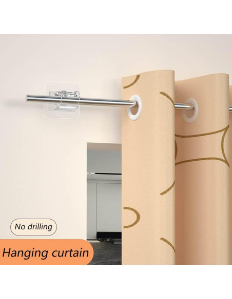 8 Ganchos Adhesivos para Varilla de Cortina Aswewamt - Soporte Sin Taladro