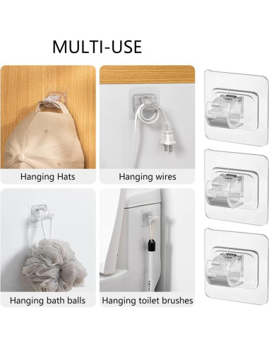 8 Ganchos Adhesivos para Varilla de Cortina Aswewamt - Soporte Sin Taladro