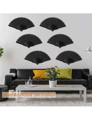 Abanicos Plegables de Mano Blulu - 4 Piezas Chinos 42 cm Negro