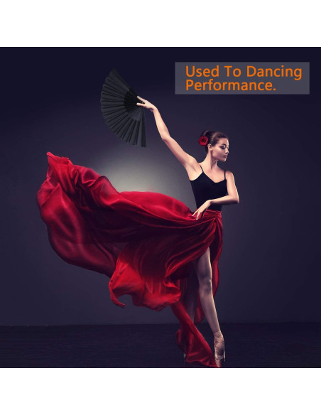 Abanicos Plegables de Mano Blulu - 4 Piezas Chinos 42 cm Negro