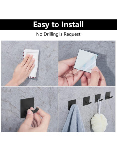 Ganchos Adhesivos FOMANSH 6 Paquetes Acero Inoxidable Negro 2