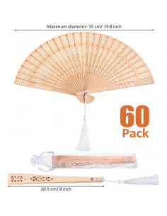 Abanicos de Madera Plegables Qunclay 60 Pcs Estilo Delicado 2