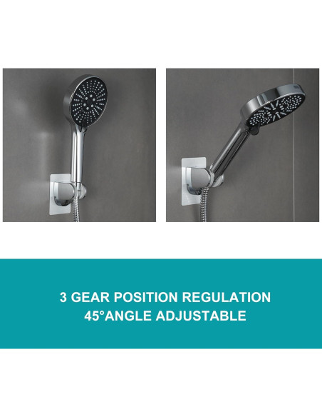 Soporte de Cabezal de Ducha Ajustable Adhesivo Plata - GwernKB