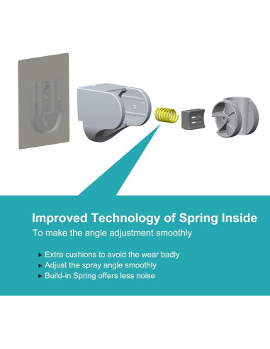 Soporte de Cabezal de Ducha Ajustable Adhesivo Plata - GwernKB